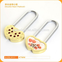 long shackle zinc alloy wish double heart padlocks